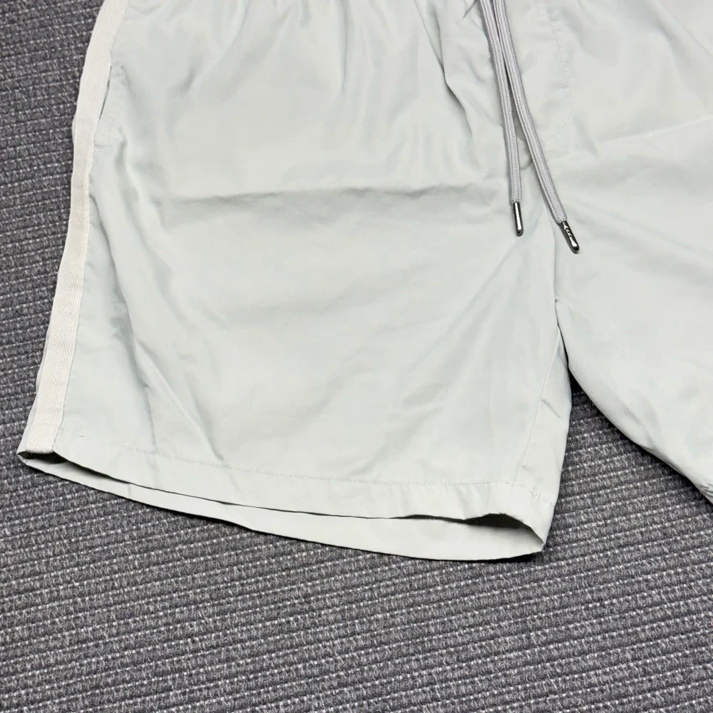 Topman Mens Swim Shorts Sage Green Side Stripe Drawstring Trunks‎ Size S/M